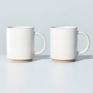 2!!!! HEARTH & HAND NEW modern rim stoneware mugs -12oz -cream/clay
